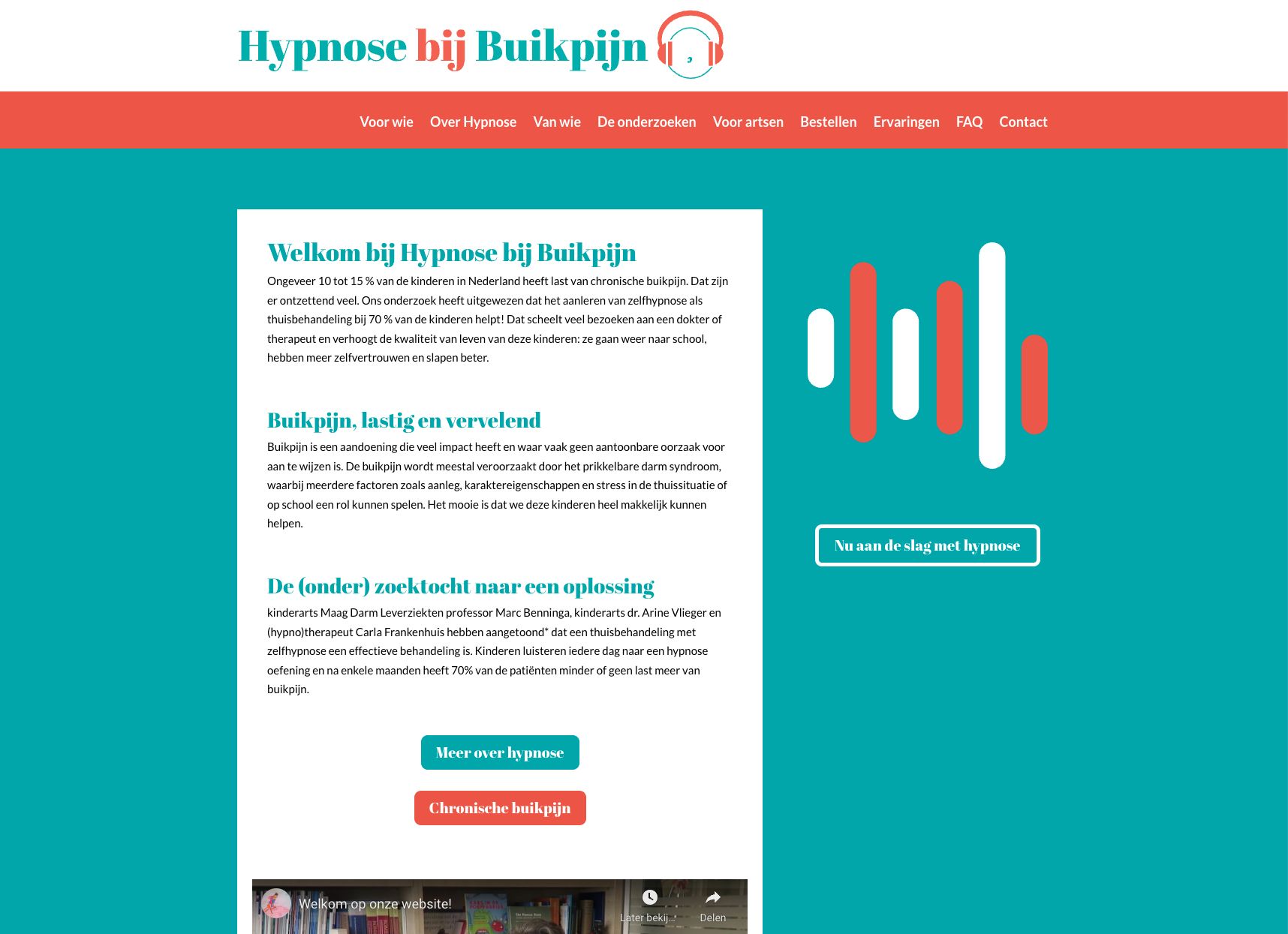 Informatie over (thuis)behandeling en hypnose bij buikpijn.