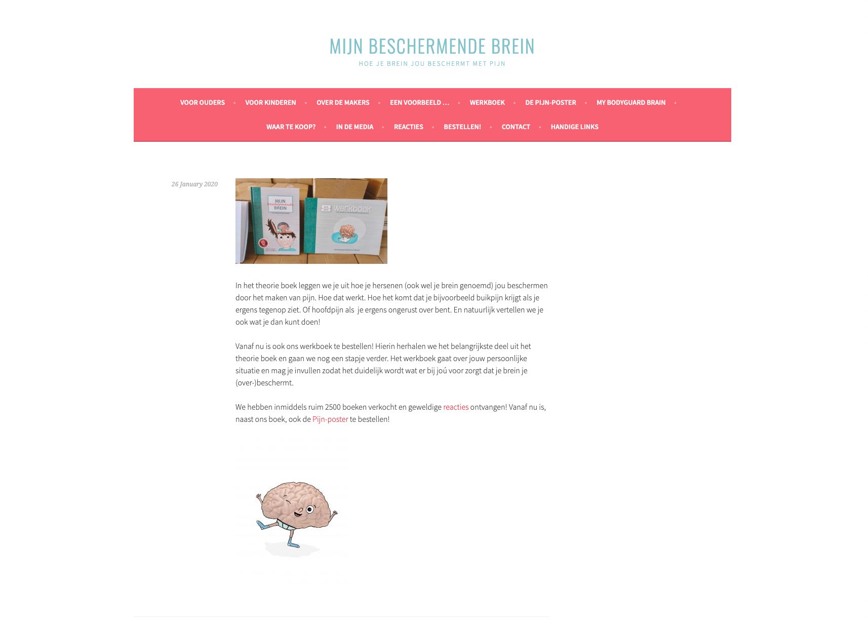 Website van het boek ‘mijn beschermende pijn’, waarin wordt uitgelegd hoe je hersenen met verschillende soorten pijn omgaan