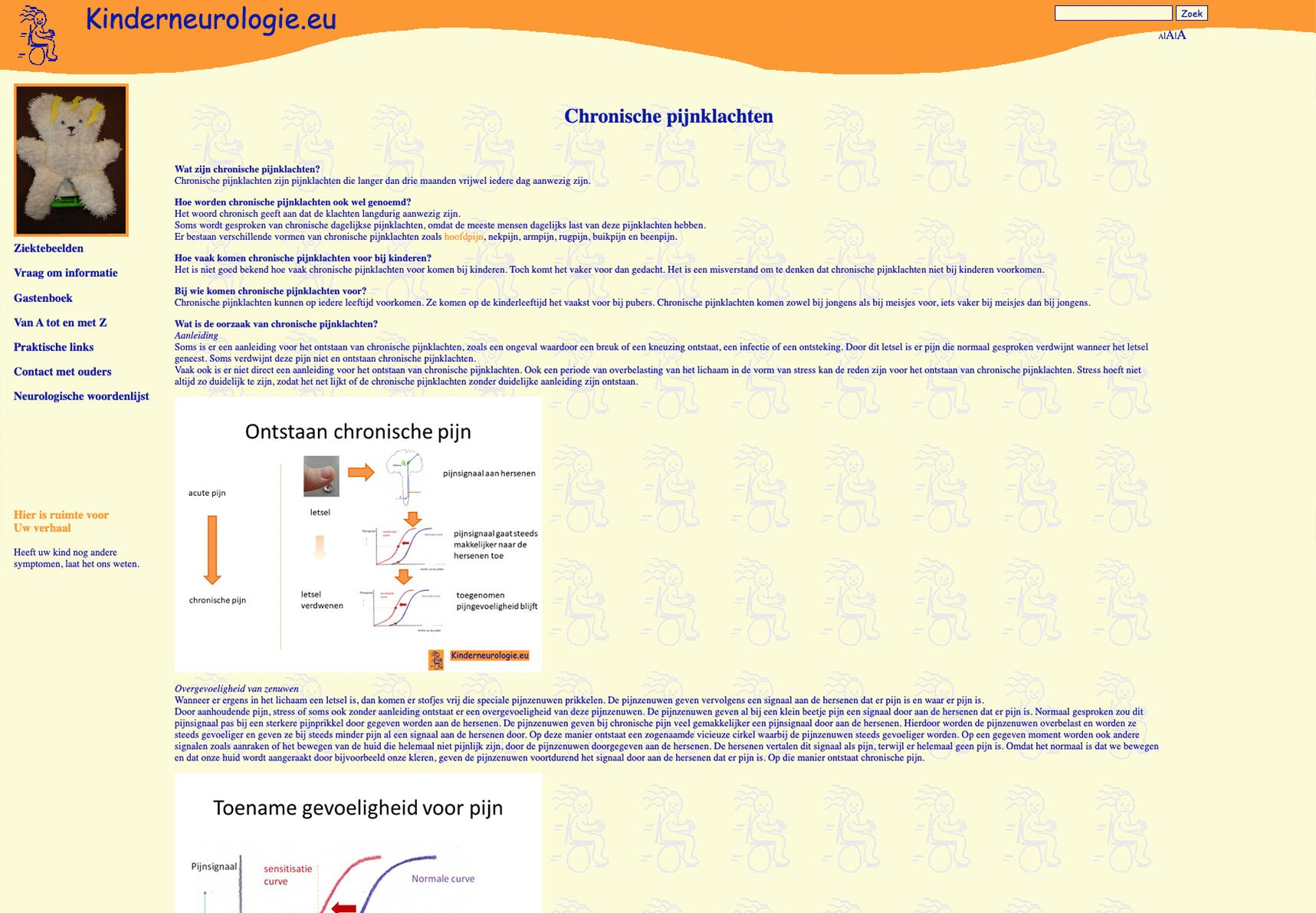 Website met veel informatie en uitleg over aanhoudende pijn
